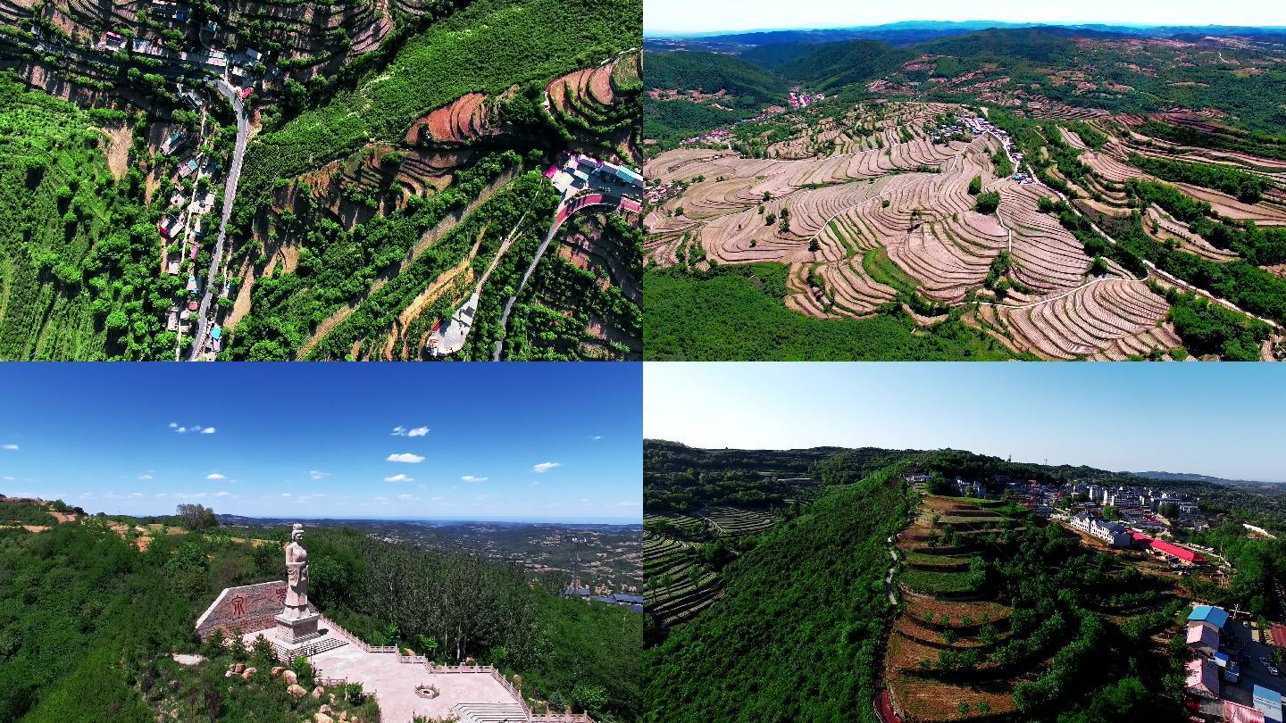 乡村 旅游 旱作梯田玉米种植梯田姜女塑像