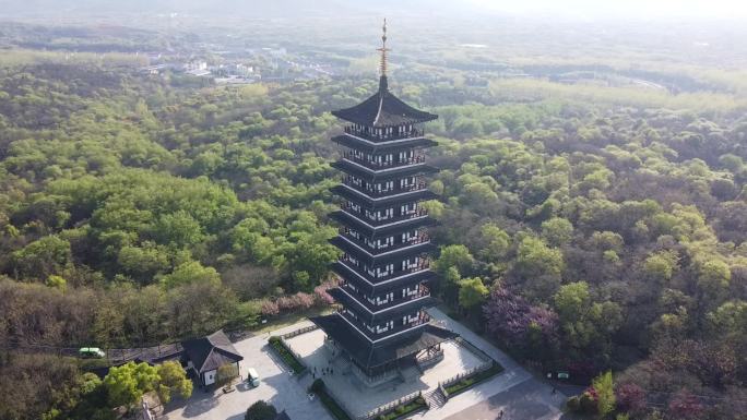 航拍龙背山文峰塔