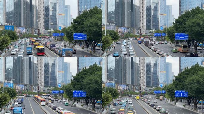 广州城市十字路口繁忙延时摄影