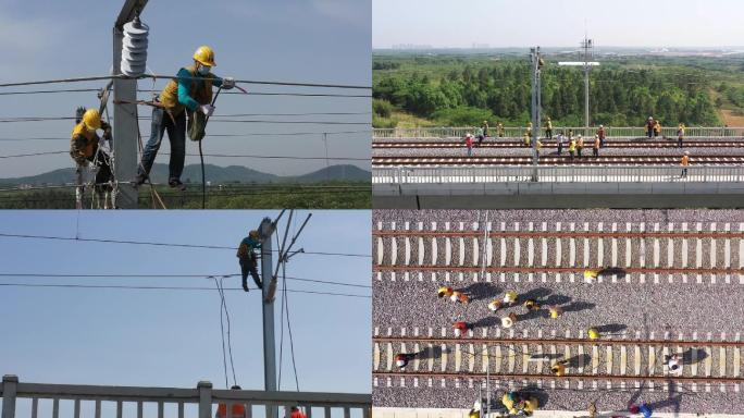 航拍中国高铁，高铁线高压线施工，基建狂魔