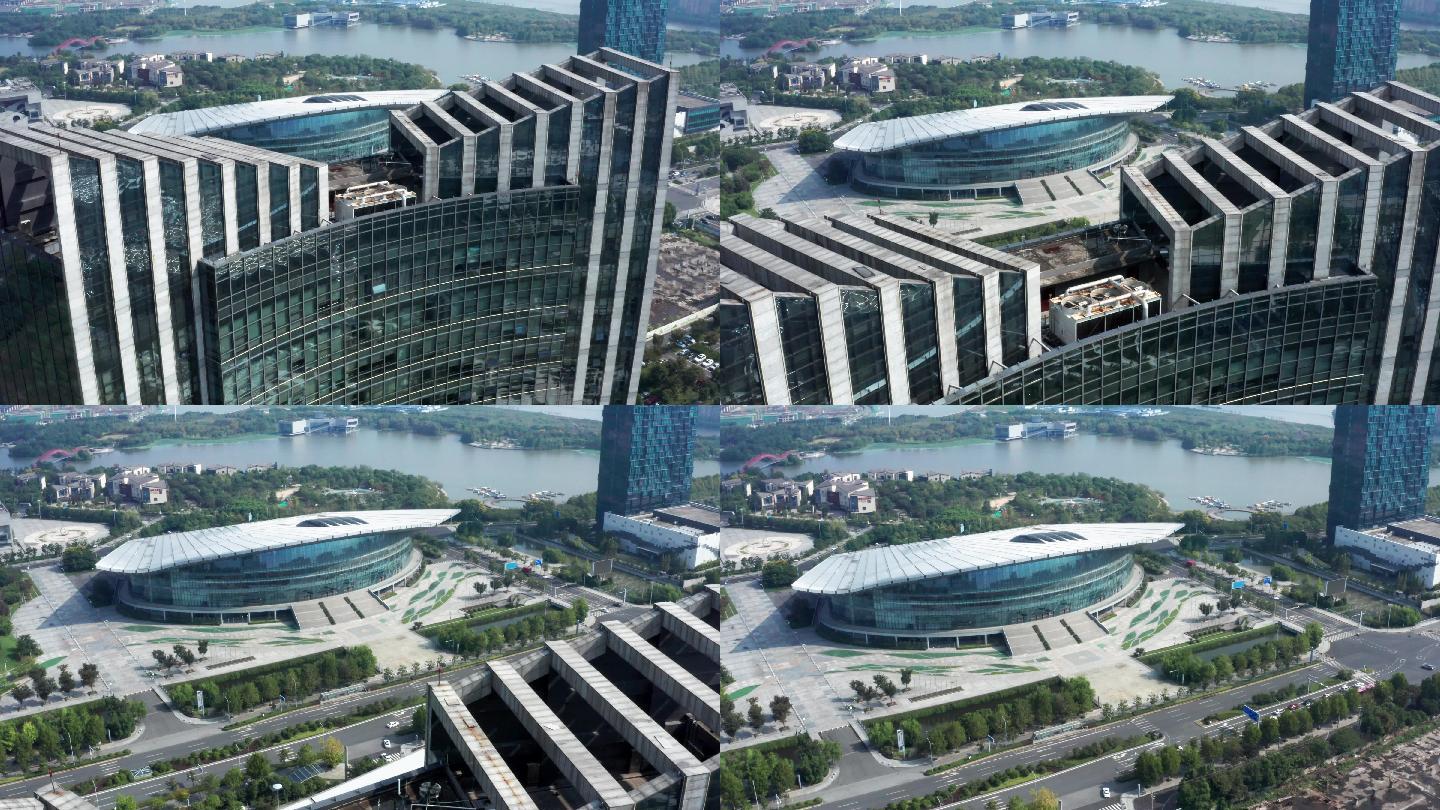 吴江区盛泽镇政府大楼盛泽国际会展中心航拍