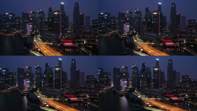 黄昏时分的新加坡城市街道