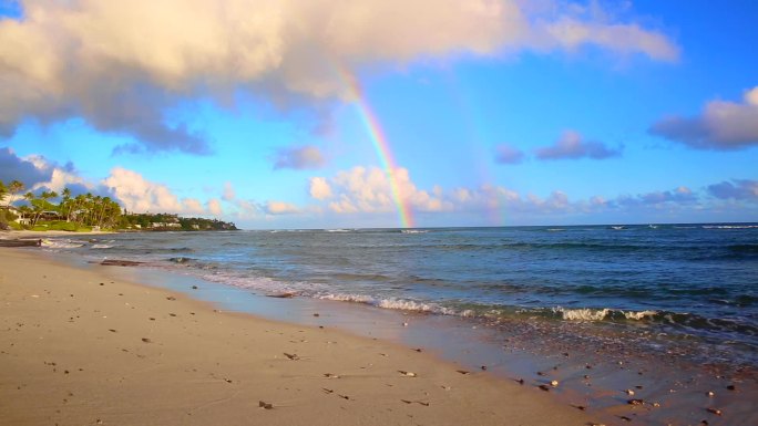 海边的彩虹海岸线夏威夷群岛自然