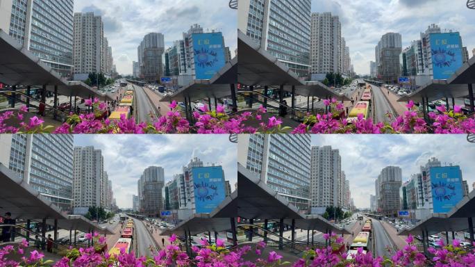 广州岗顶BRT交通上班高峰景象延时摄影