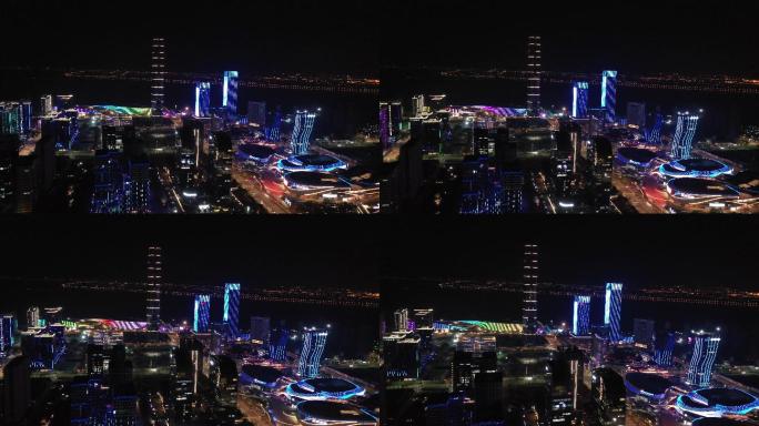吴江区太湖新城夜景航拍