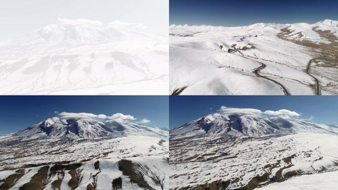 5段新疆帕米尔高原慕士塔格峰航拍视频素材