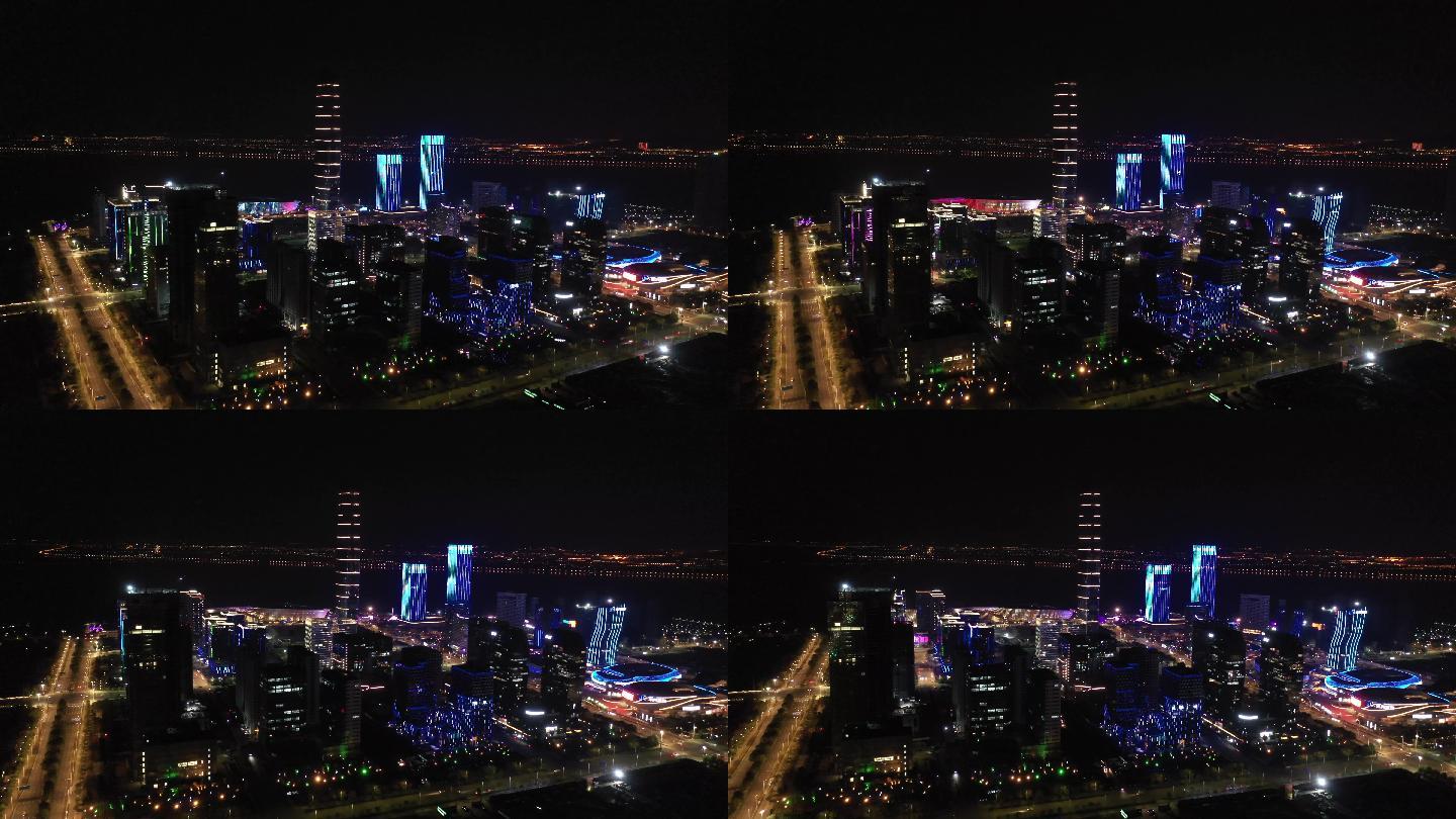 吴江区太湖新城夜景航拍