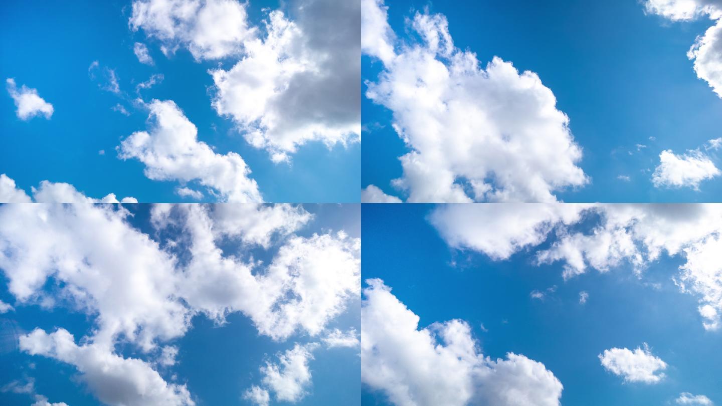 蓝色天空中移动白云