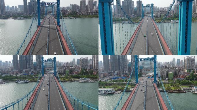 4K-原素材-航拍襄阳襄城区凤雏大桥