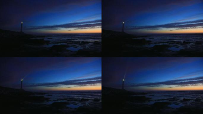 夜晚的灯塔海岛海上指路海上照明