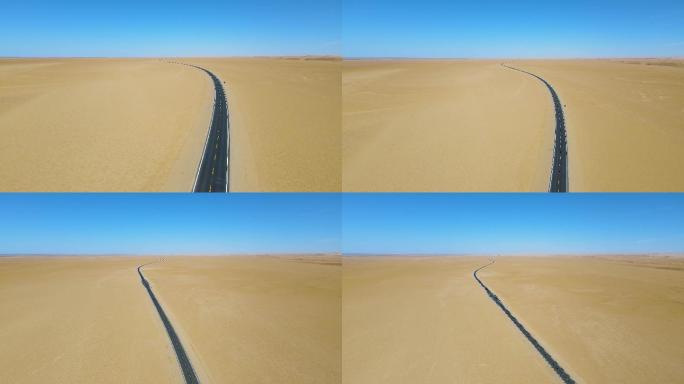 唯美沙漠公路4K航拍视频