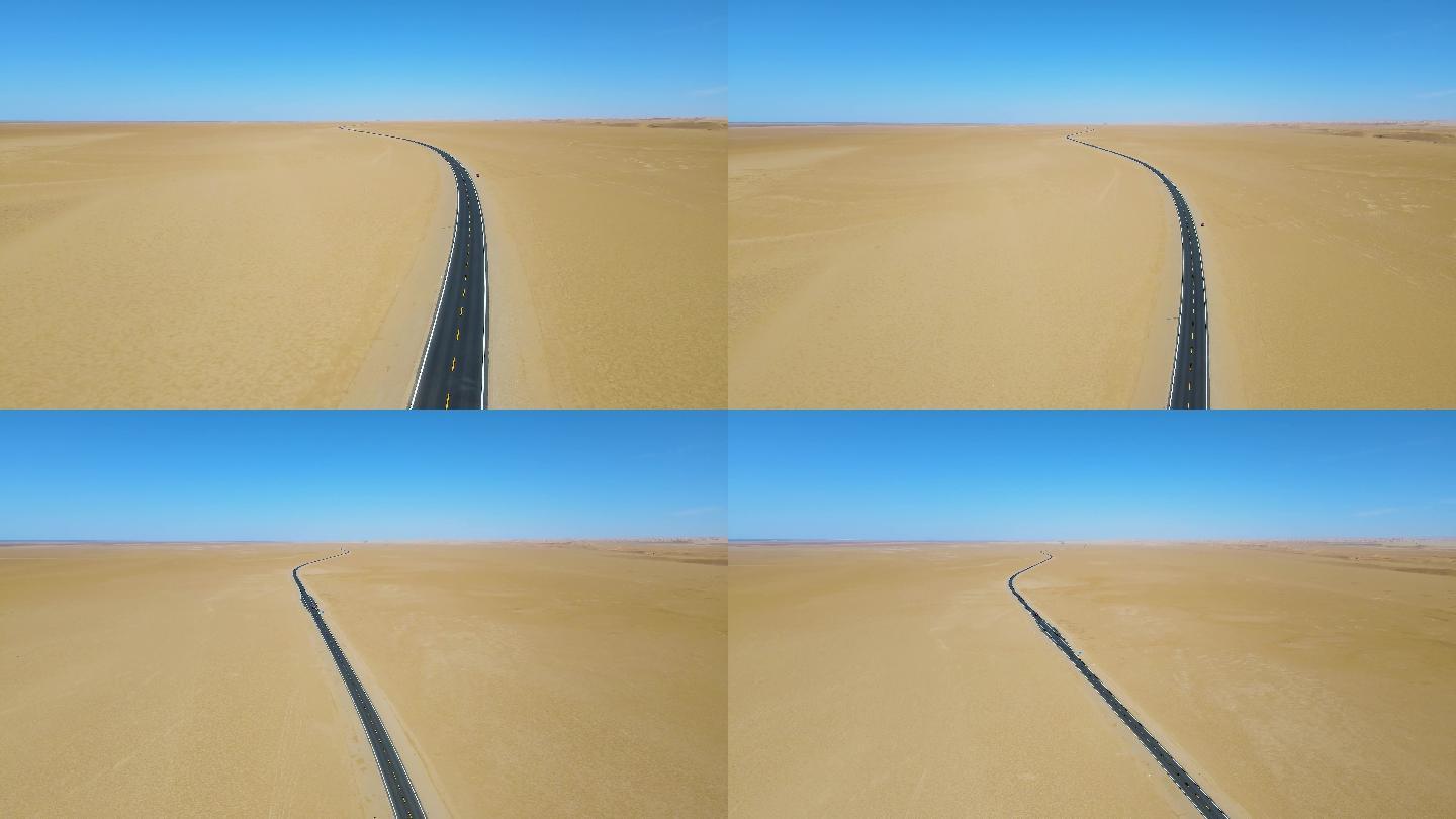 唯美沙漠公路4K航拍视频