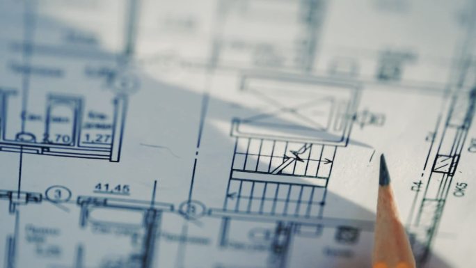 建筑师设计蓝图特写