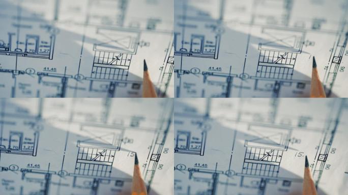 建筑师设计蓝图特写