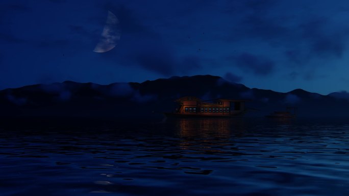 夜晚南湖红船4K动画