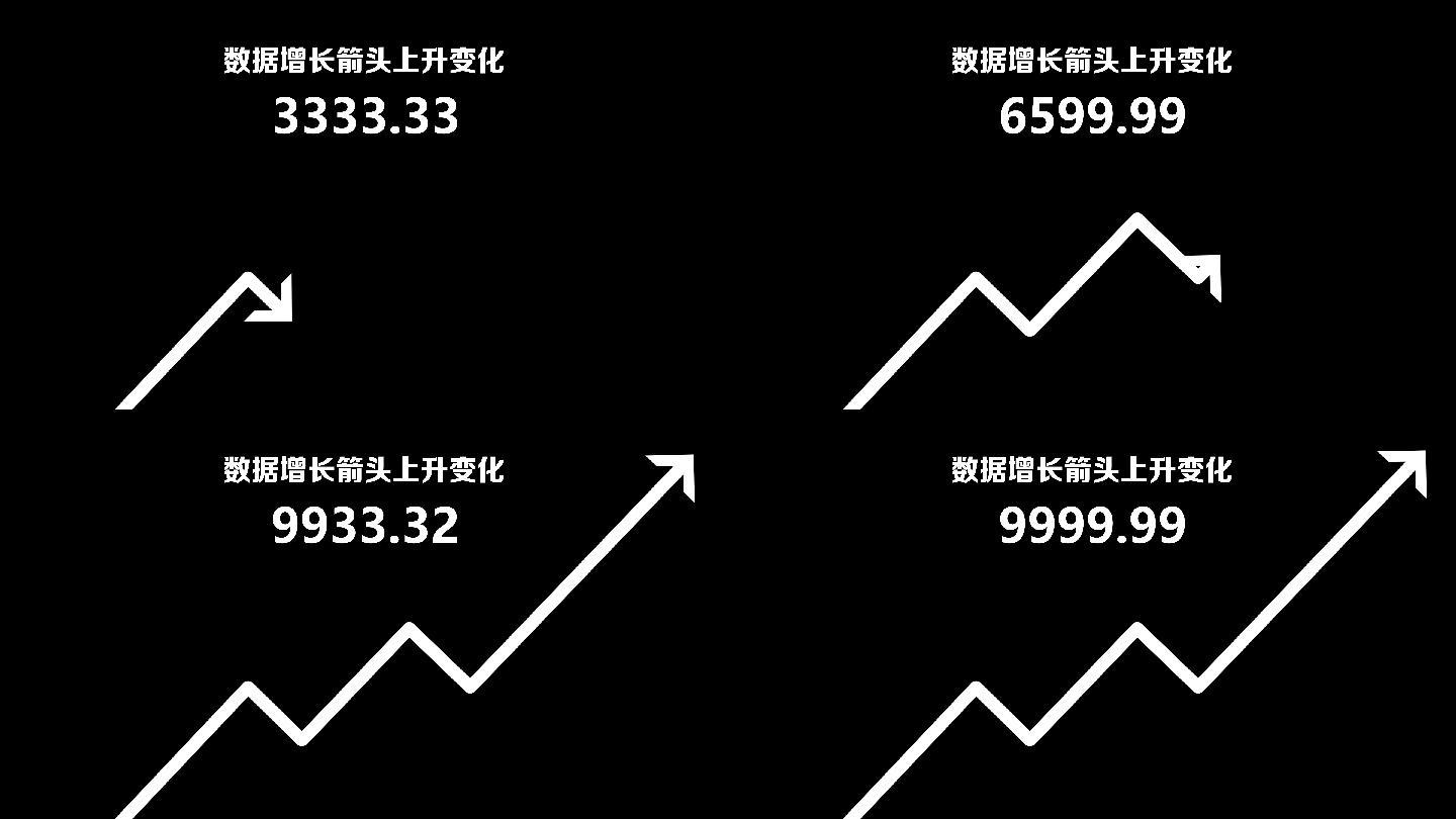 数据增长箭头上升变化4K