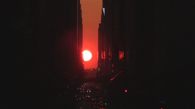 纽约市曼哈顿日落景观
