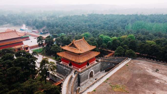 河北保定旅游易县历史古建筑清西陵昌陵航拍