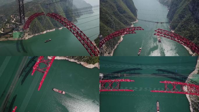 长江大桥施工合拢视频素材