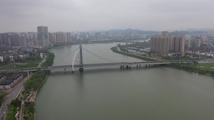 上饶信江大桥周边风景航拍高清