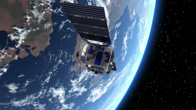 卫星在太空部署太阳能电池板