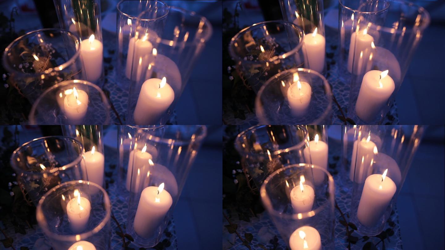 蜡烛祝福安静晚餐餐桌