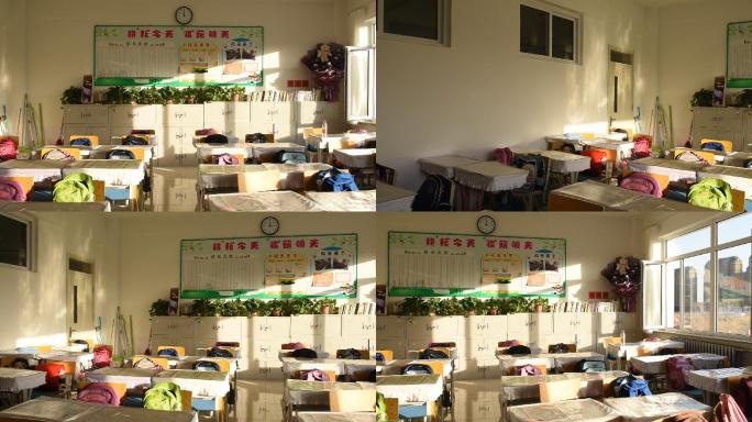午后冬日暖阳照耀下的教室