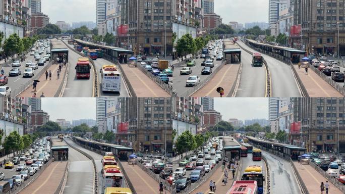 广州岗顶BRT上班高峰车流延时摄影