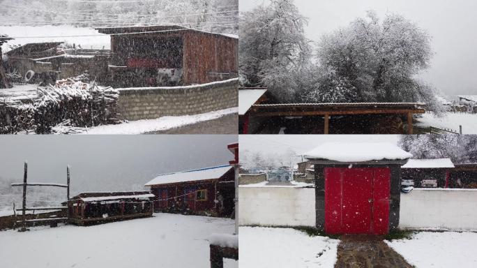 西藏林芝波密县乡村雪景之一