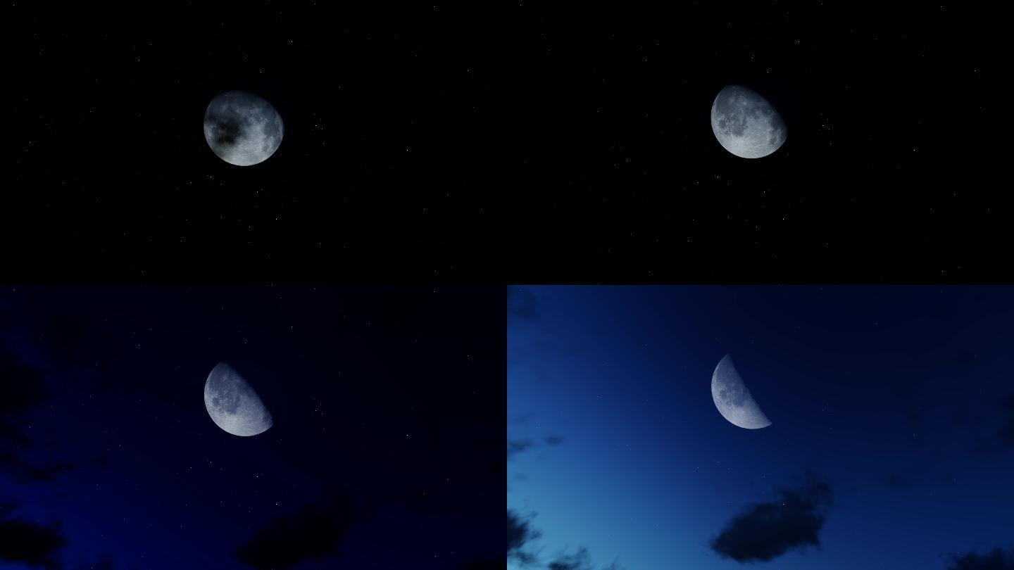 4K夜晚月亮视频背景动画