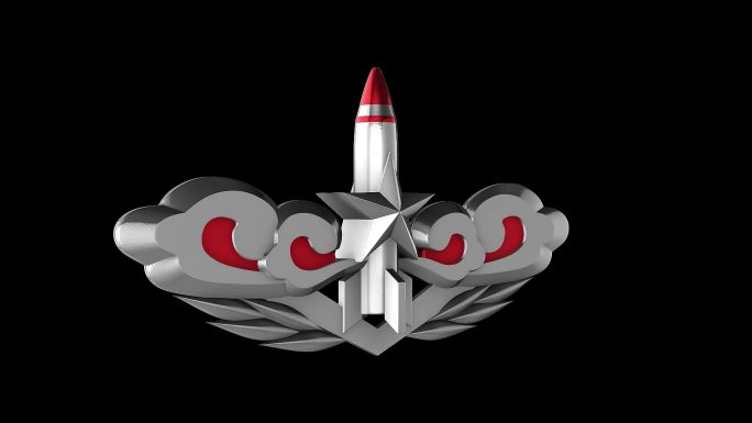 火箭军部队3D胸标循环转动动画