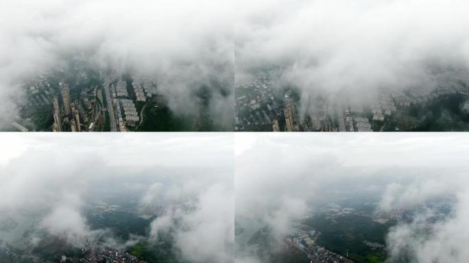 无人机穿过云层航拍城市1-lxj