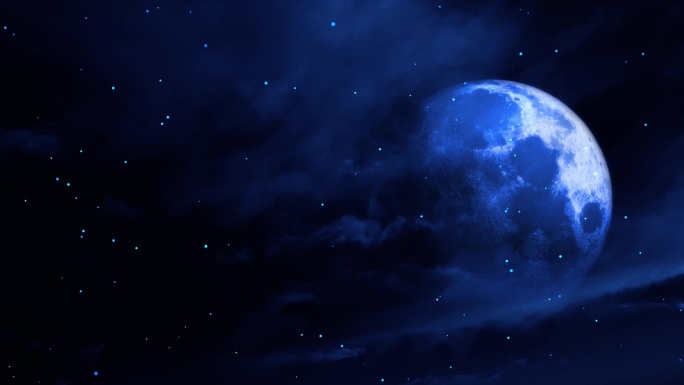 【HD天空】奇幻蓝色月亮繁星闪烁夜空星夜