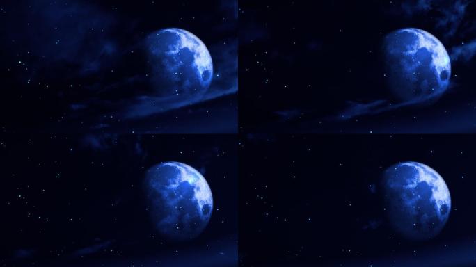 【HD天空】奇幻蓝色月亮繁星闪烁夜空星夜