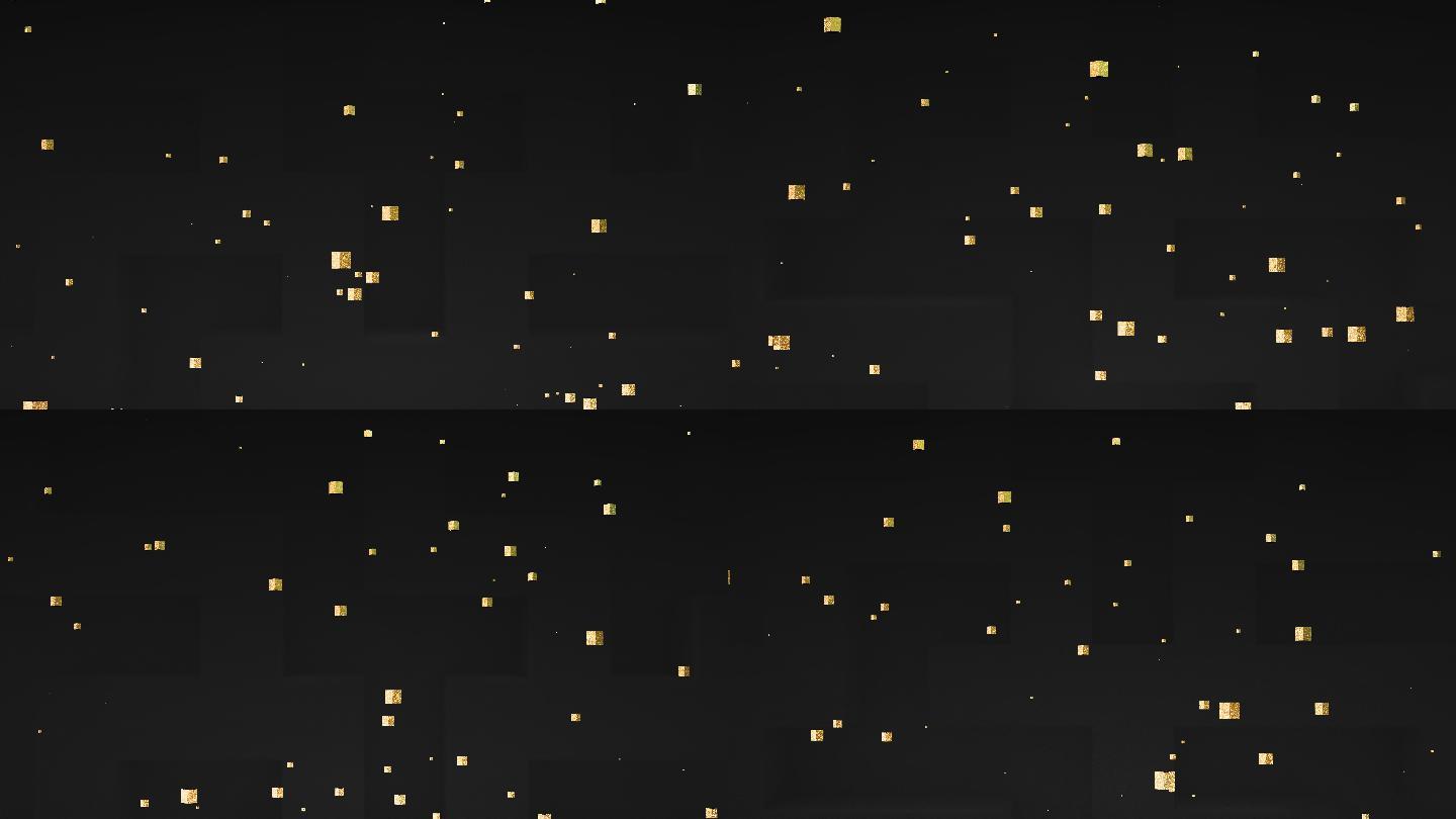 【4K时尚背景】黑金极简空间金色粒子上升