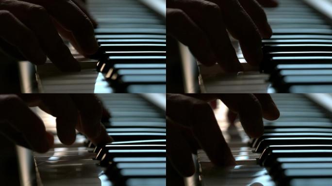 手指弹奏钢琴的琴键