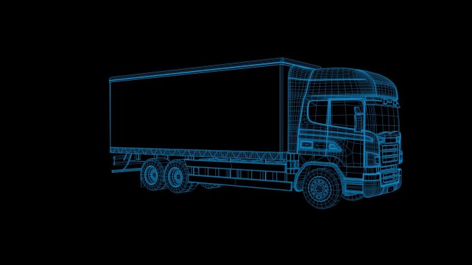 【原创】蓝色线框全息科技货车循环带通道