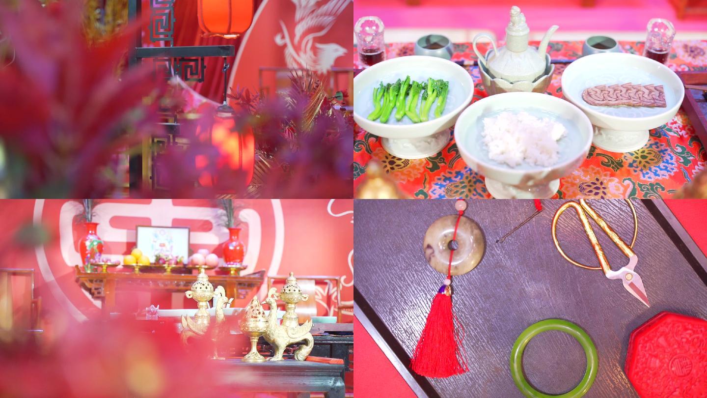 古风中式汉婚布场结发合卺传统婚礼喜庆红色