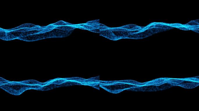 4K蓝色点阵波浪起伏无缝循环