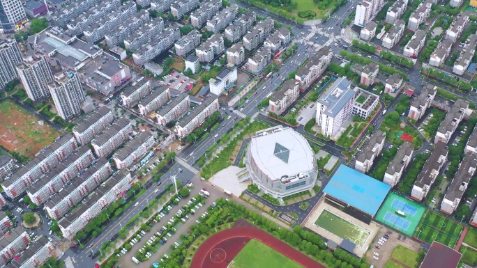 4K俯拍江西省吉安县县城体育中心