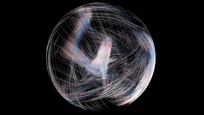 流体抽象线与阿尔法哑光面具球。