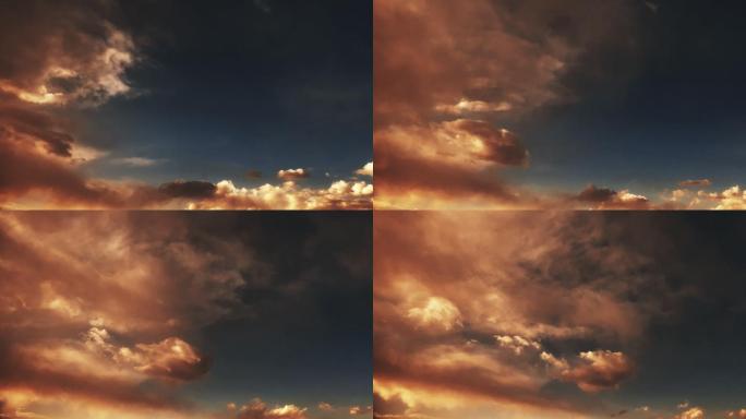 【HD天空】金色阳光穿透云层落日少云唯美