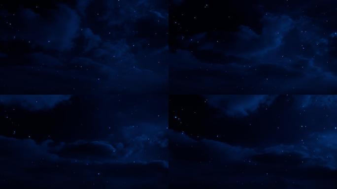 【HD天空】蓝色夜晚繁星闪烁夜空云层星夜