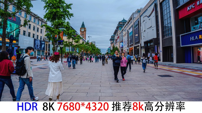 8k大范围延时北京王府井步行街素材