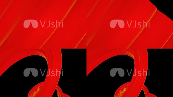 转场红飘带红色透明背景