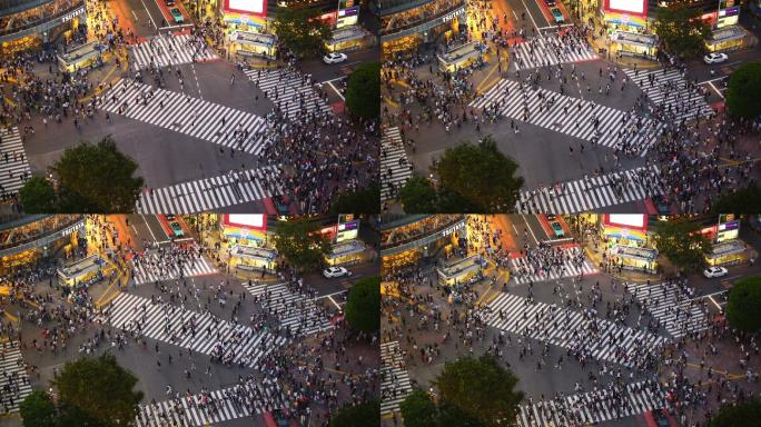 人行道人山人海十字路口街头街景人流