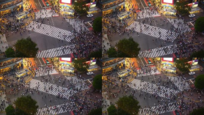 人行道人山人海十字路口街头街景人流