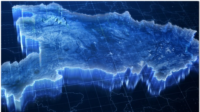湖北省蓝色科技感区域定位地图