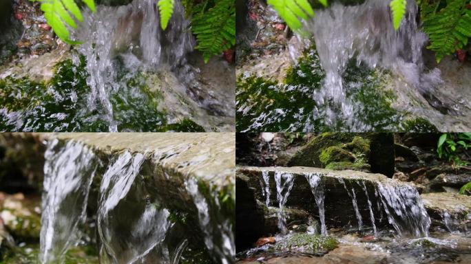 天然山泉水矿泉水青苔素材地下河