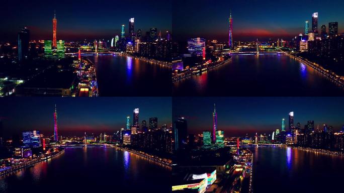 广州珠江夜景琶醍小蛮腰珠江新城多镜头
